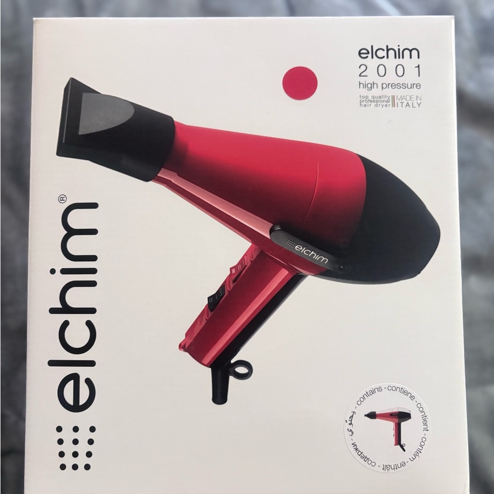 Elchim 2001 High Pressure Hair Dryer - Red & Black Made in Italy